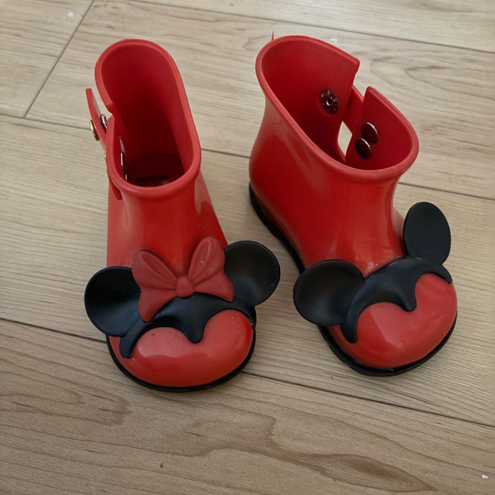 Mini Melissa Red and Black Disney Rain Boots